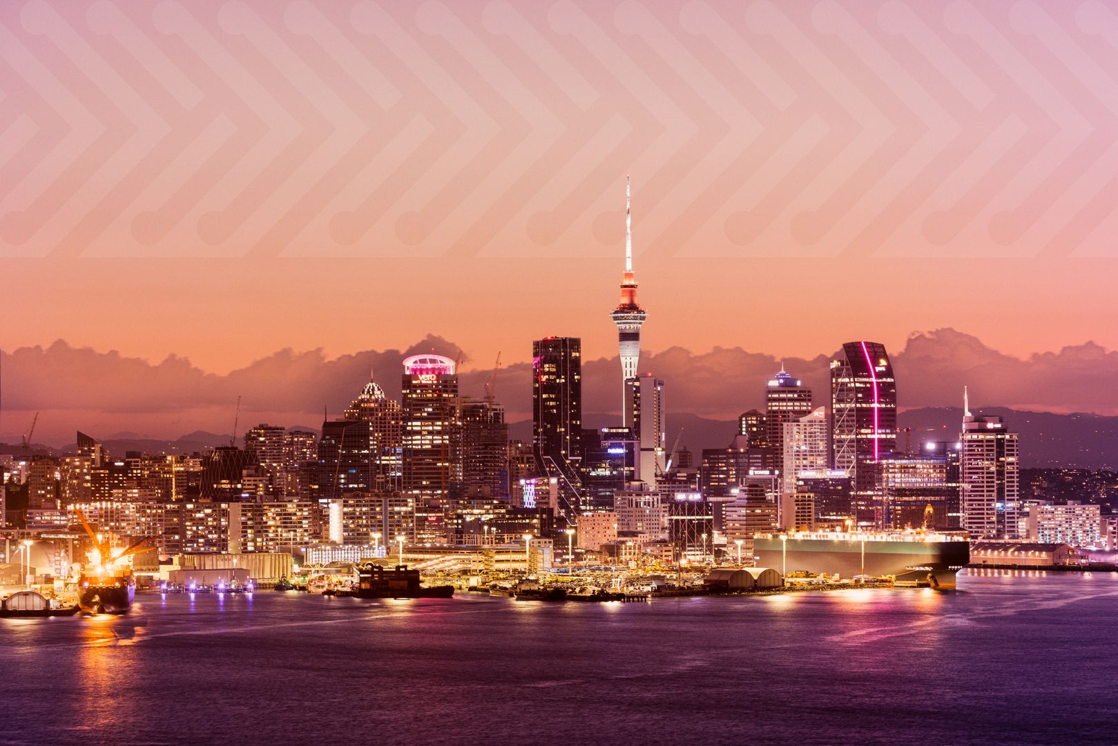 View of Tāmaki Makaurau / Auckland city centre and Waitematā Harbour from the Auckland Harbour Bridge